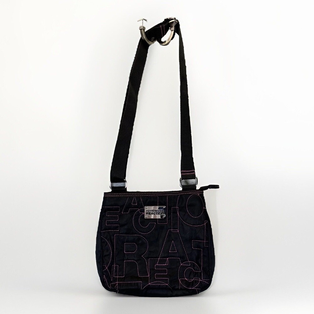 Kenneth Cole Reaction Purse Crossbody Black Nylon Pink Quilted City Shoulder Bag